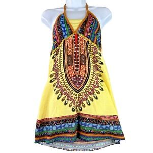Ravi Famous UK S / M Yellow Halter Sequin Tribal Top Festival Boho Hippie